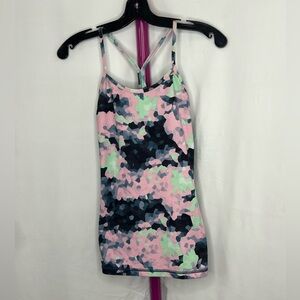 Lululemon Athletica Pink and Green Tank Top sz 2 power y